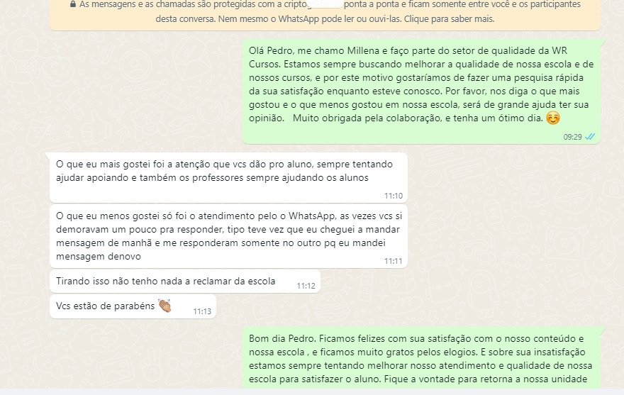 Depoimento real de aluno da WR Cursos