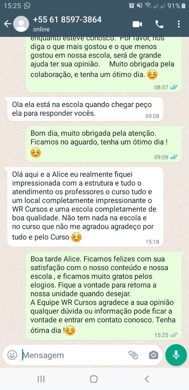 Depoimento real de aluno da WR Cursos
