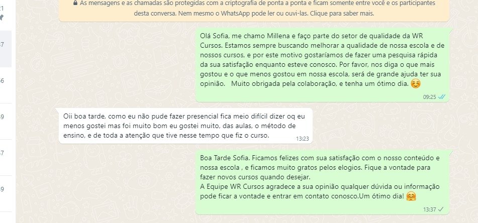 Depoimento real de aluno da WR Cursos