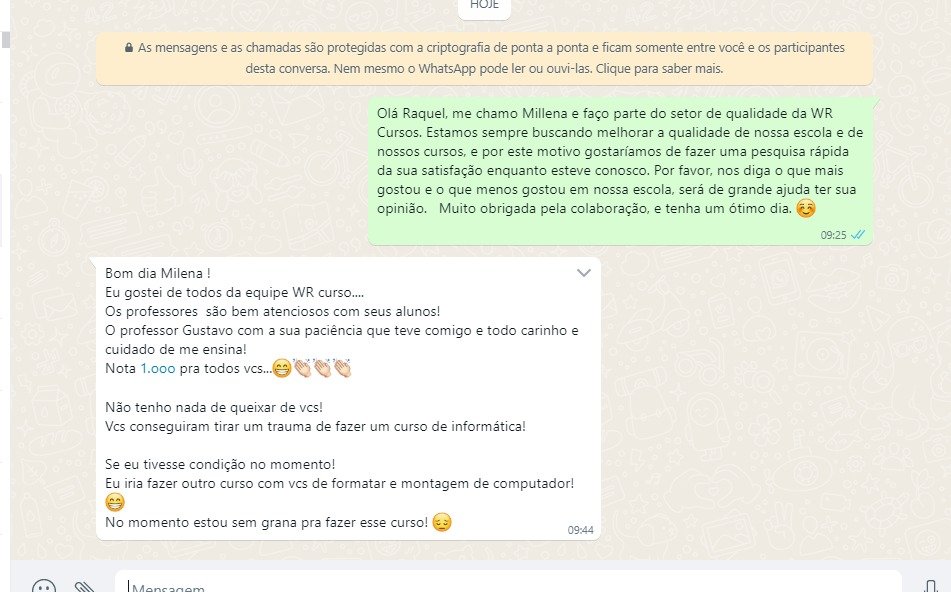 Depoimento real de aluno da WR Cursos